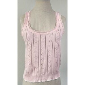 J.Crew Pointelle Light Pink Lace Knit Cami
